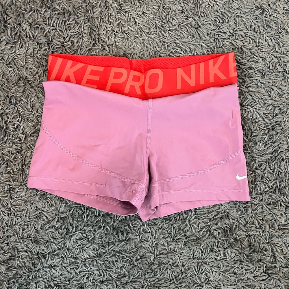 Nike Women's Pink and Red Pro Spandex Shorts